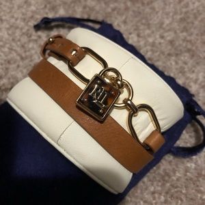 Lauren Ralph Lauren Tort Padlock Leather Wrap Bracelet Gold/Brown